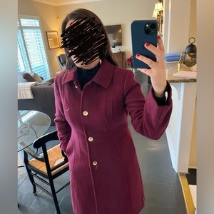 Women’s jcrew wool lady day coat in burgundy NWT size 10, retails at $298